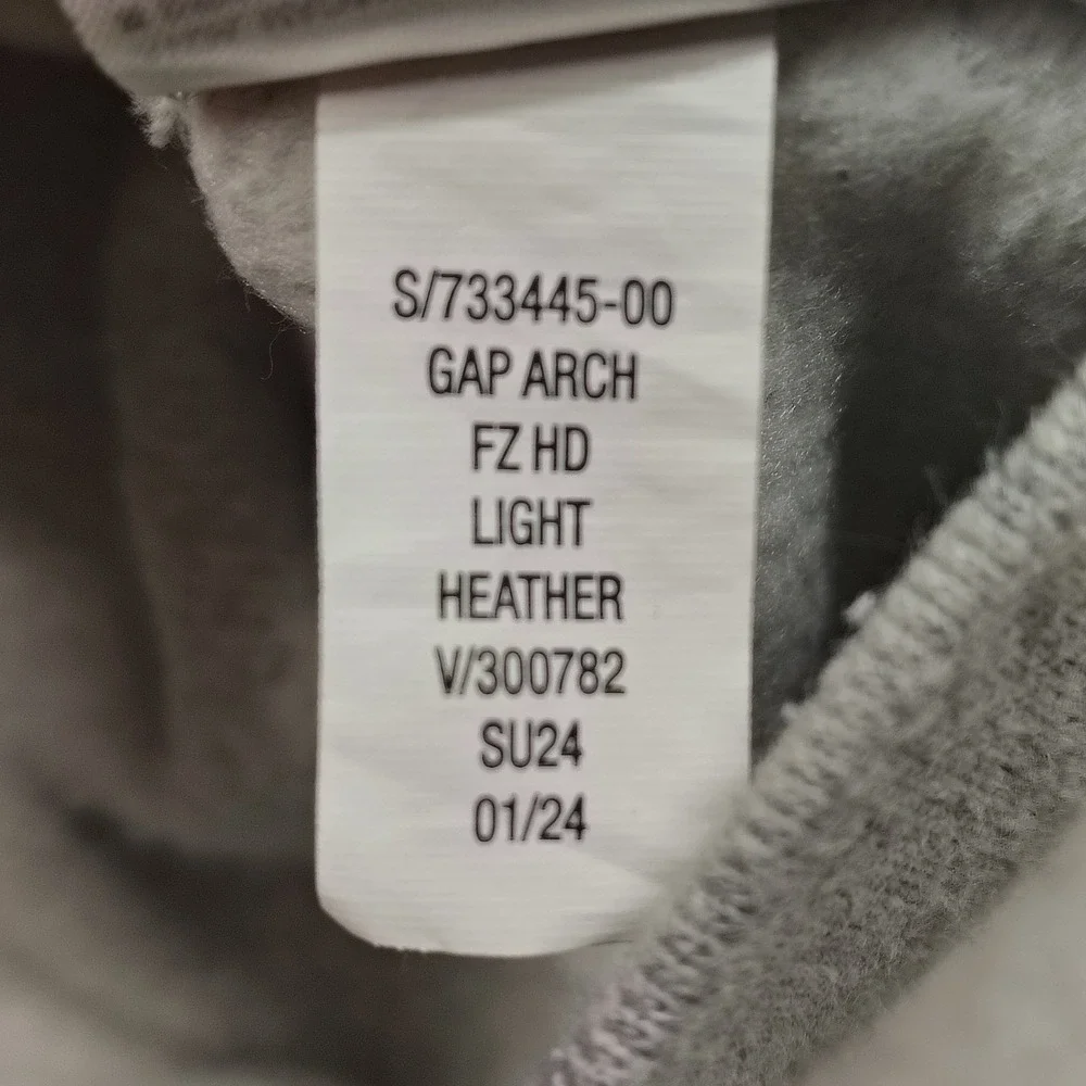 Gap Kids Boys Gray Arch Logo Full Zip Hoodie‎ Sweatshirt Small 6-7